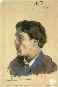 Anton Pawlowitsch Tschechow, 1886, Ölskizze von Isaac Lewitan (1860 - 1900)