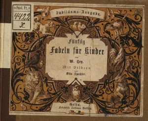 Hey, Wilhelm (Texte) & Speckter, Otto (Illustrationen), Fünfzig Fabeln für Kinder - Cover der Jubiläumsausgabe, Verlag Gotha, Friedrich Andreas Perthes, um 1900