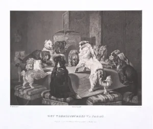 Het Vredescongres te Parijs (Der Friedenskongress zu Paris), Karikatur 1858, Kreidelithographie von Jan Dam Steuerwald (1805-1869)