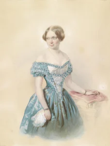 Marie von Ebner-Eschenbach, 1851, Aquarell von Johann Nepomuk Horrak (1815–1870)