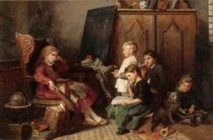 Lesende Kinder
Gemälde von Felix Schlesinger (1833 - 1910)  